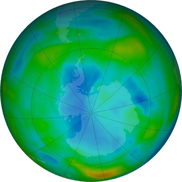 Antarctic ozone map for 23 July 2021